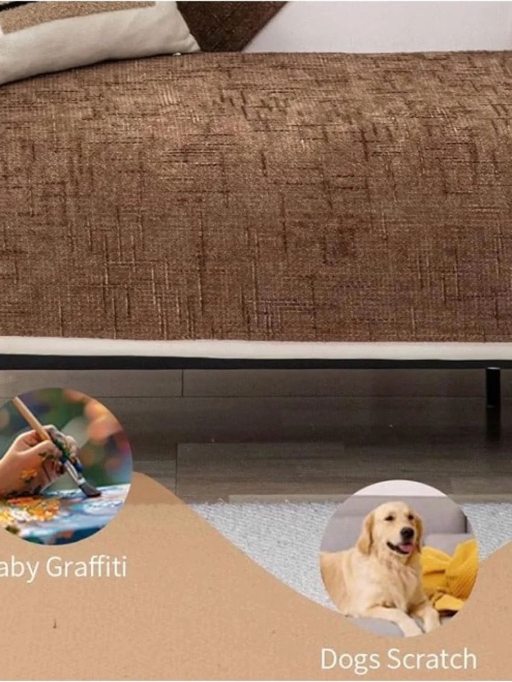 Brown Chenille Waterproof Washable Pet Sofa Cover for Dogs - Durable